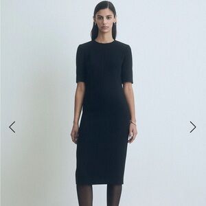 Judith & Charles Black Classic Workwear Sleeve Sheath Fitted Elbow Sleeve Dress